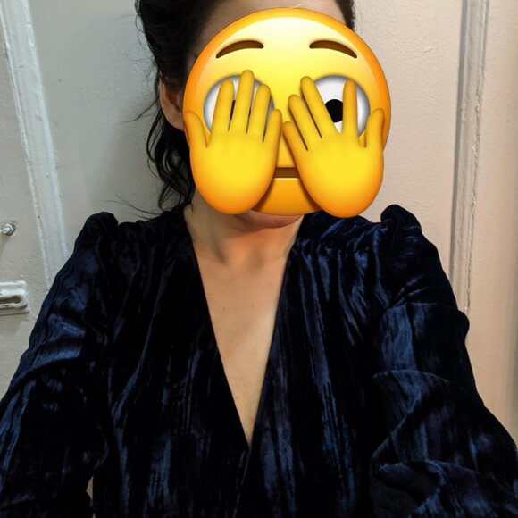 H&M Dresses | Beautiful Blue Velvet Dress | Color: Blue | Size: 6 , long sleeve - Picture 4 of 4